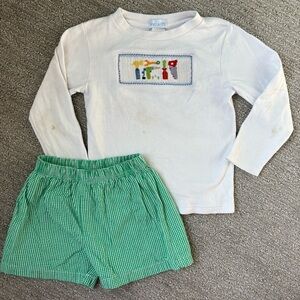 Boys Smocked Tools Long Sleeve Play* Top and Short Set 4t